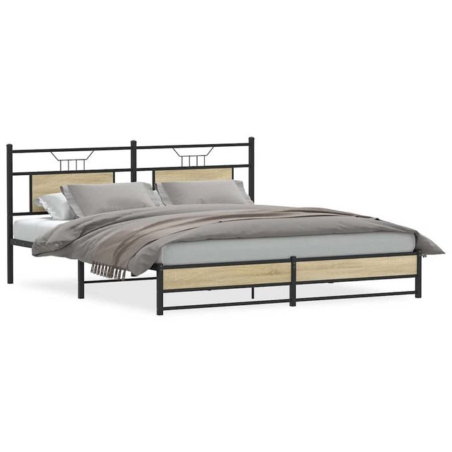 vidaXL Bett, Metallbett ohne Matratze Sonoma-Eiche 180x200 cm günstig online kaufen