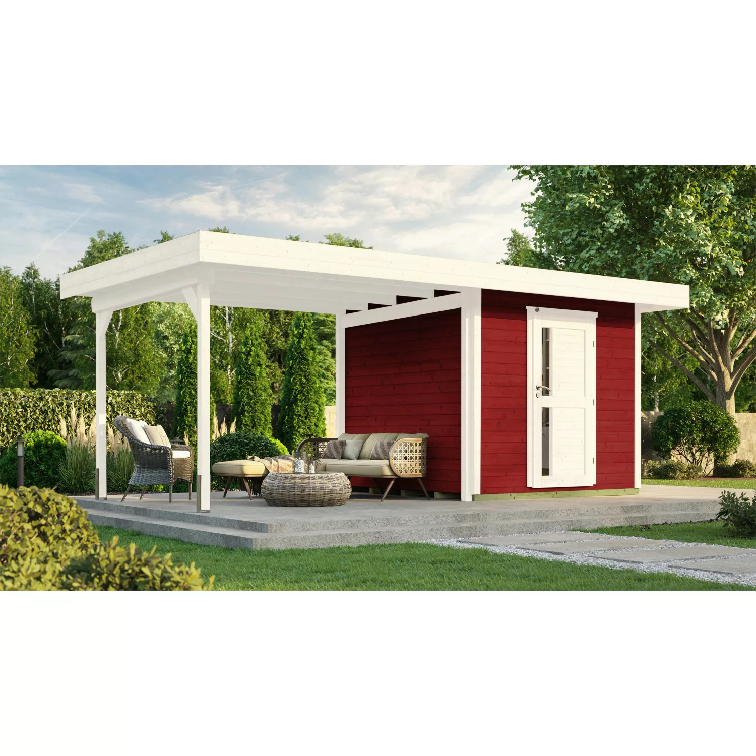 weka Gartenhaus "Designhaus 172 B", (Set), mit Anbaudach günstig online kaufen