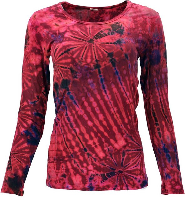 Guru-Shop Longsleeve Unikat Batik Shirt, Boho Langarmshirt - rot alternativ günstig online kaufen