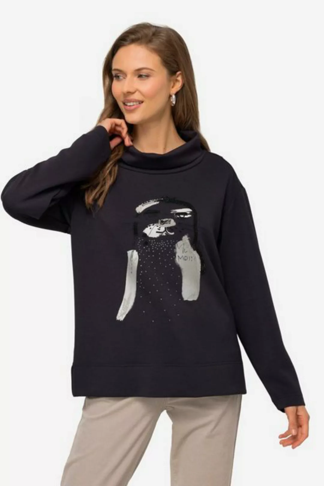 Laurasøn Sweatshirt Sweatshirt Robben-Motiv Rollkragen Langarm günstig online kaufen