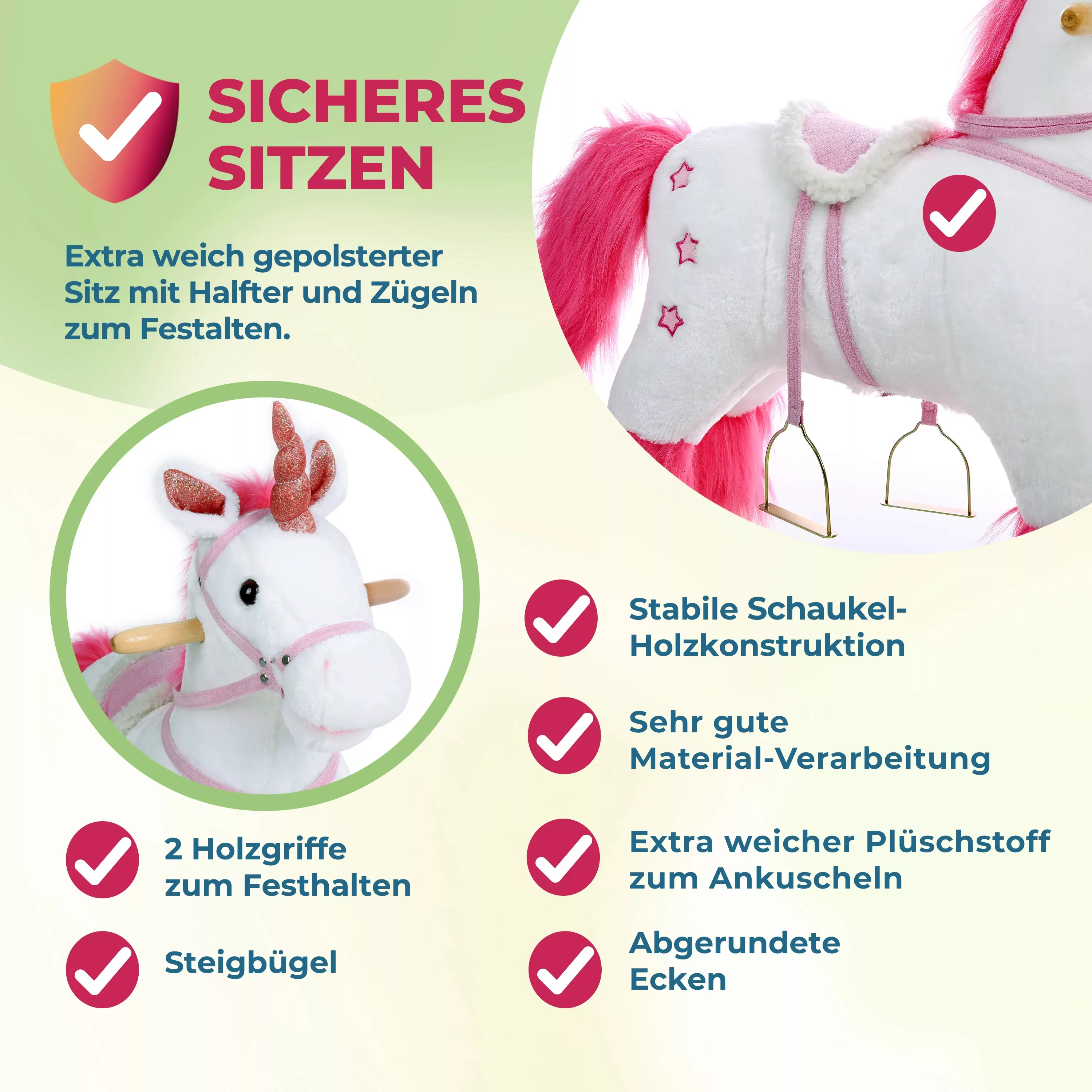 Schaukeltier Einhorn Weiß mit Geräuschfunktion günstig online kaufen
