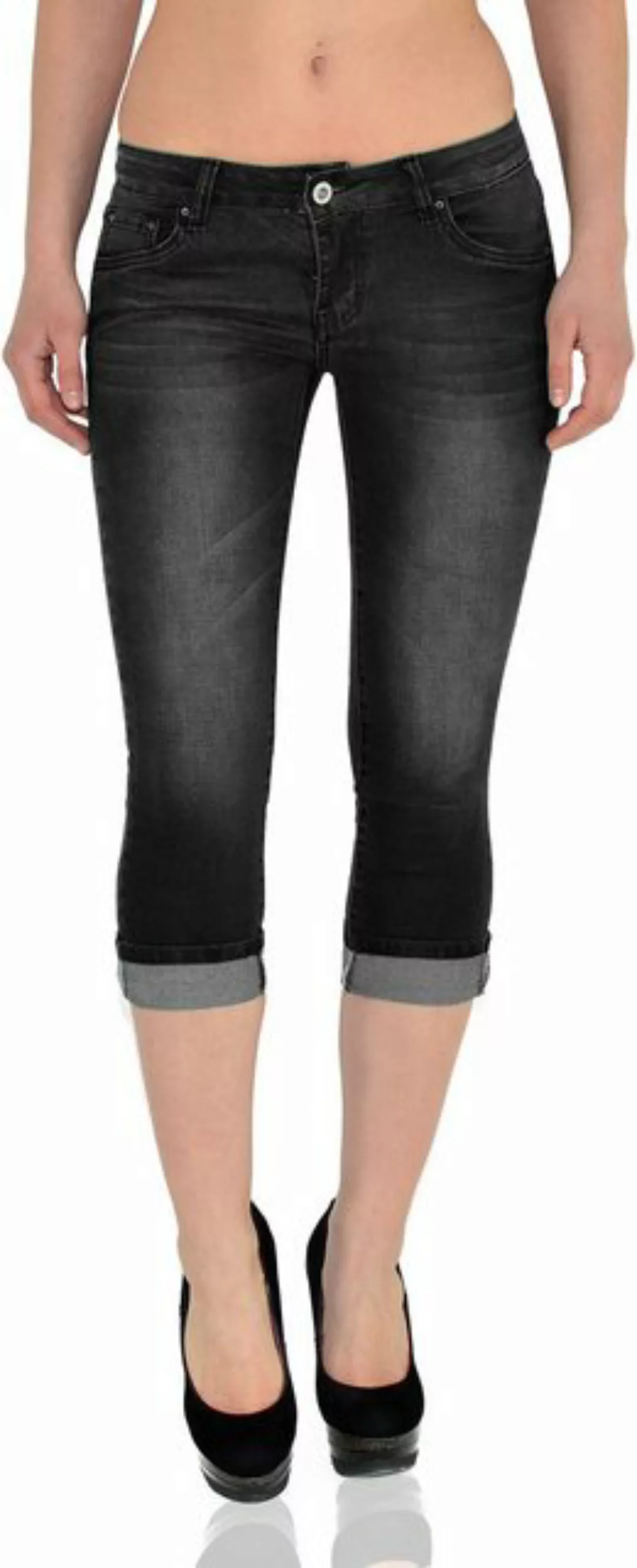 ESRA Caprijeans Damen 3/4 Jeans Hüftjeans niedrige Leibhöhe Damen 3/4 Hose günstig online kaufen