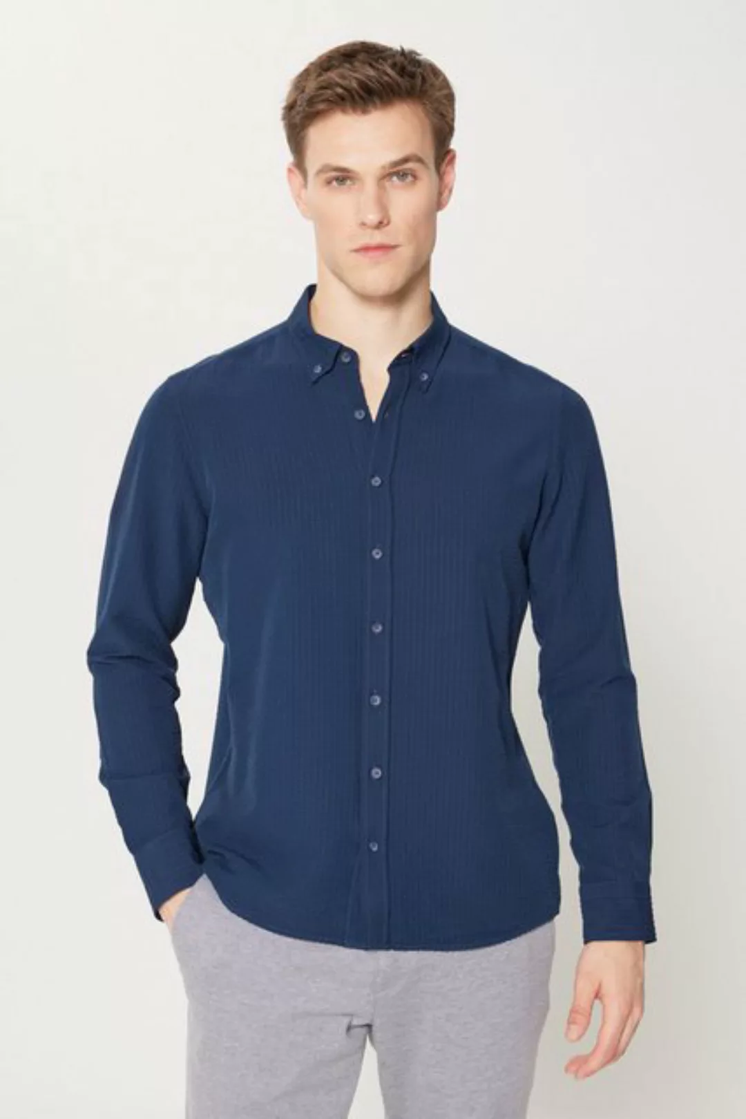 AC&Co Langarmhemd AC&CO Langarmhemd Männlich Slim Fit günstig online kaufen