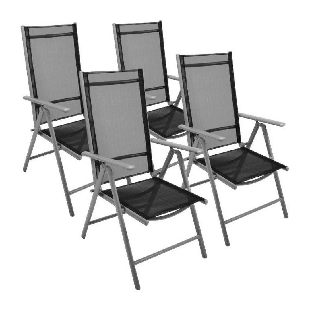 VCM Klappsessel 4er Set schwarz Aluminium B/H/T: ca. 56x105x65 cm günstig online kaufen