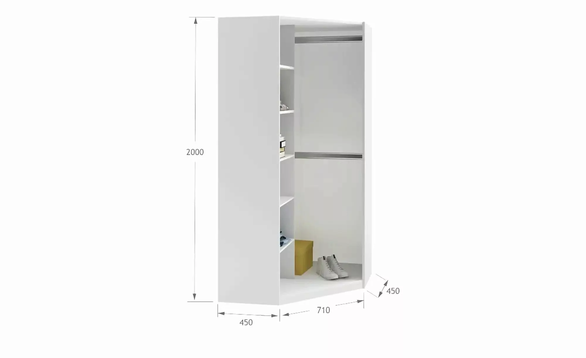 Eck-Schrank  Uni White ¦ weiß ¦ Maße (cm): B: 96,7 H: 200 Jugendmöbel > Jug günstig online kaufen