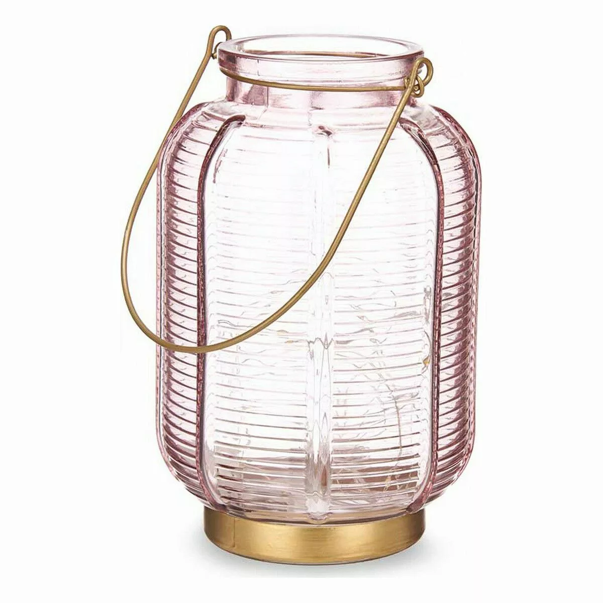 Led-laterne Streifen Rosa Golden Glas (13,5 X 22 X 13,5 Cm) günstig online kaufen