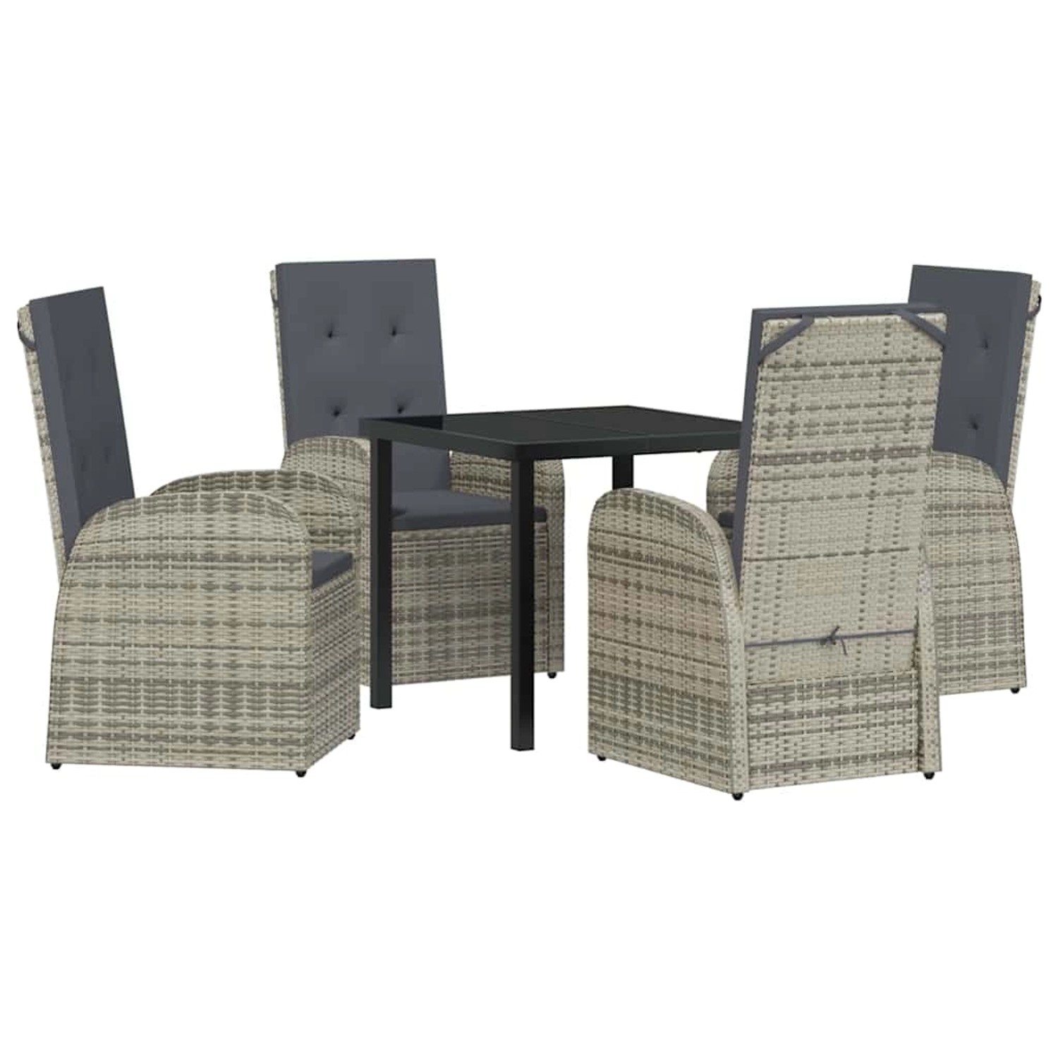 vidaXL Garten Essgruppe mit Kissen 5-Tlg Grau Poly Rattan 3379479 günstig online kaufen