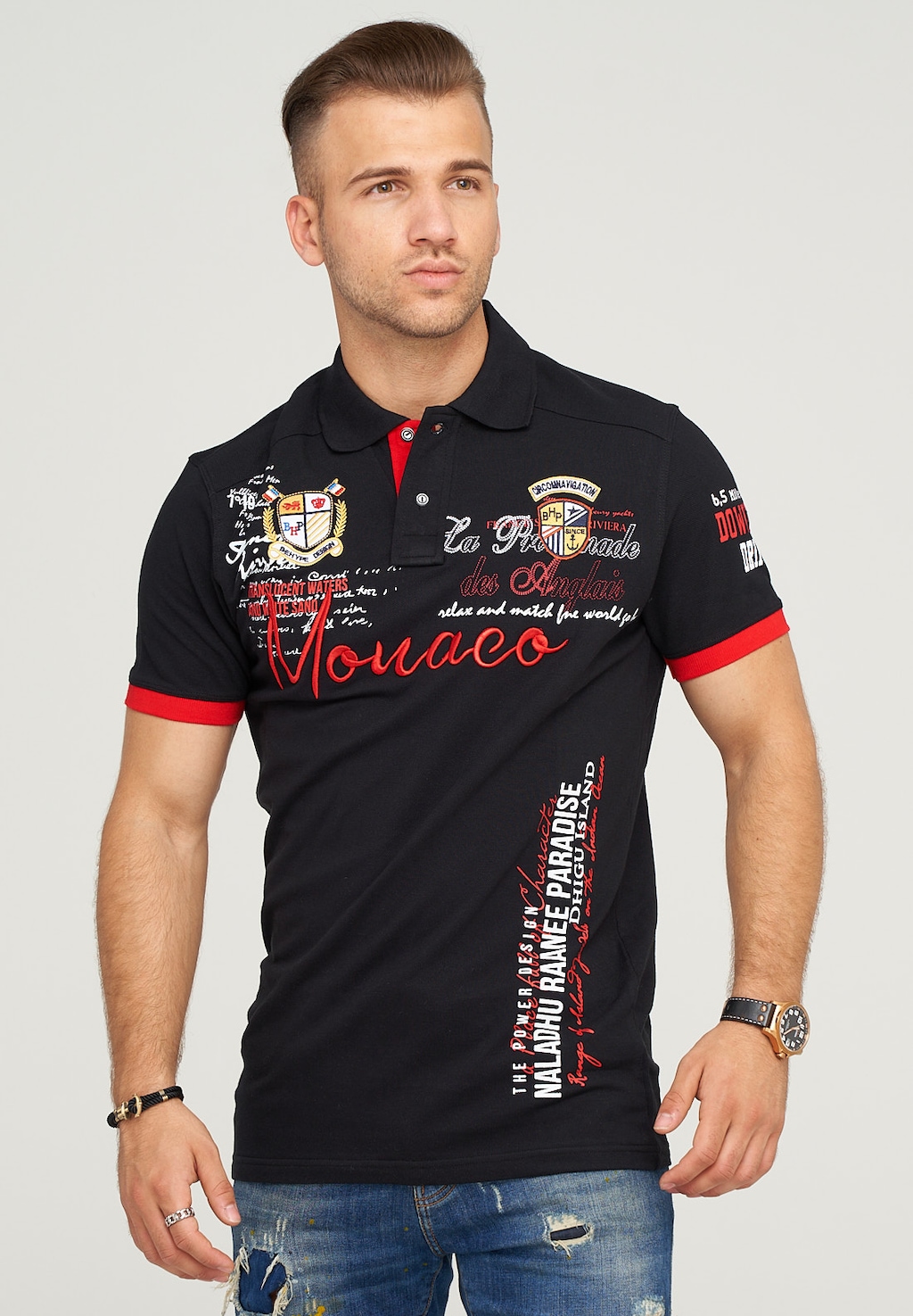 behype Poloshirt "MONACO", mit sportiver Stickerei günstig online kaufen