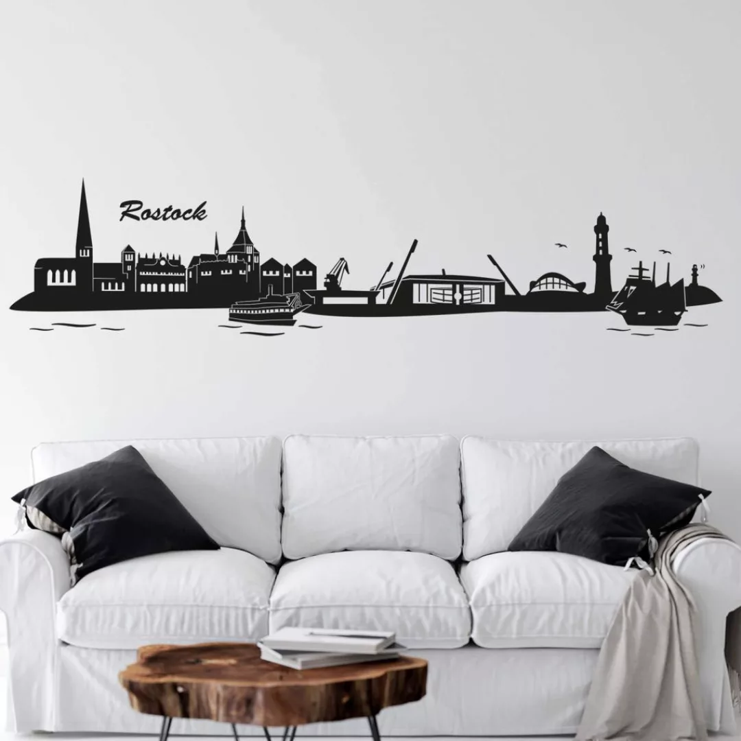 Wall-Art Wandtattoo "Stadt Skyline Rostock 120cm", (1 St.), selbstklebend, günstig online kaufen