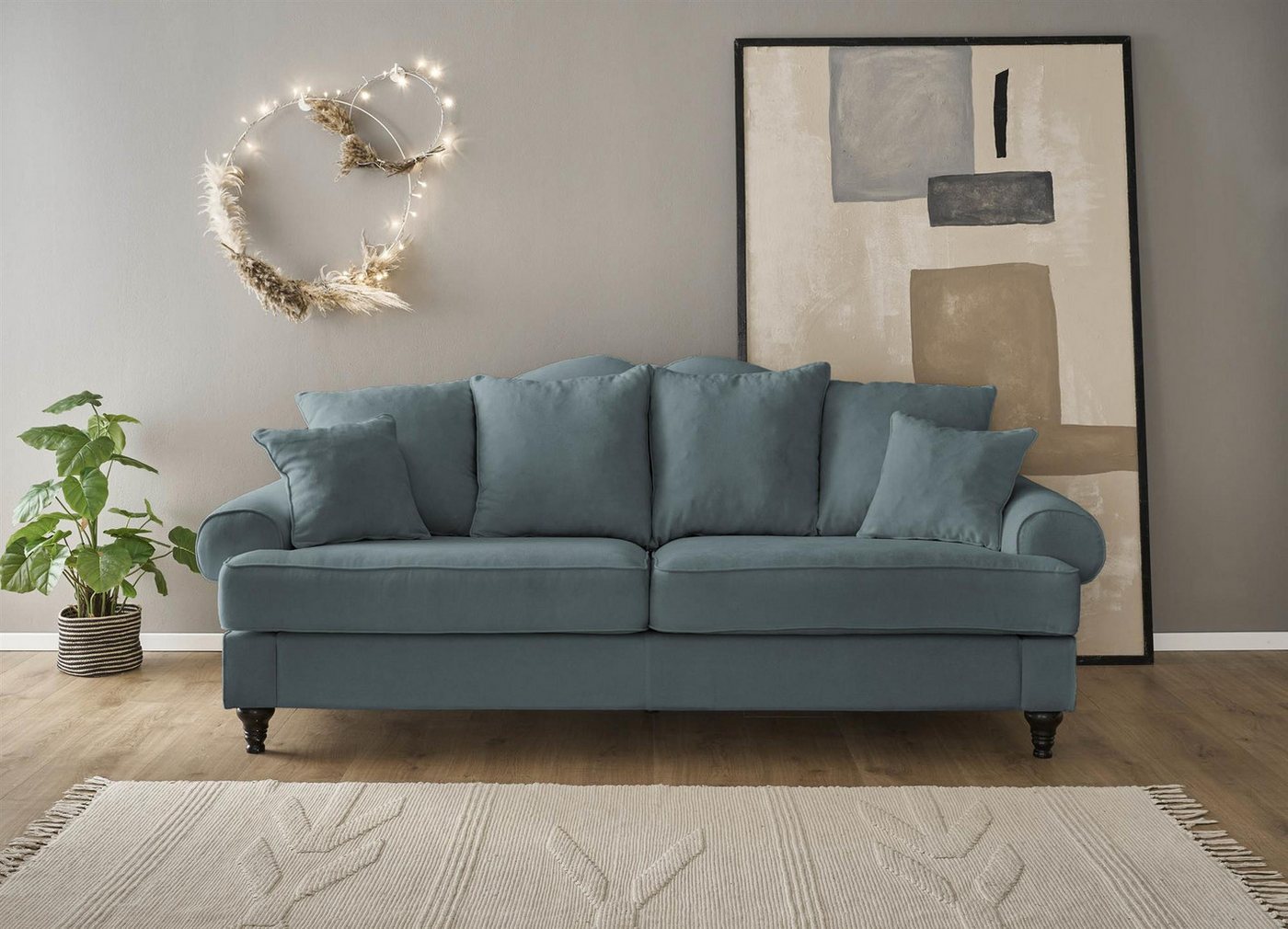 Design-Wohngalerie Sofa Couch Carmen 3,5 Sitzer - Mikrofaserstoff Anthrazit günstig online kaufen