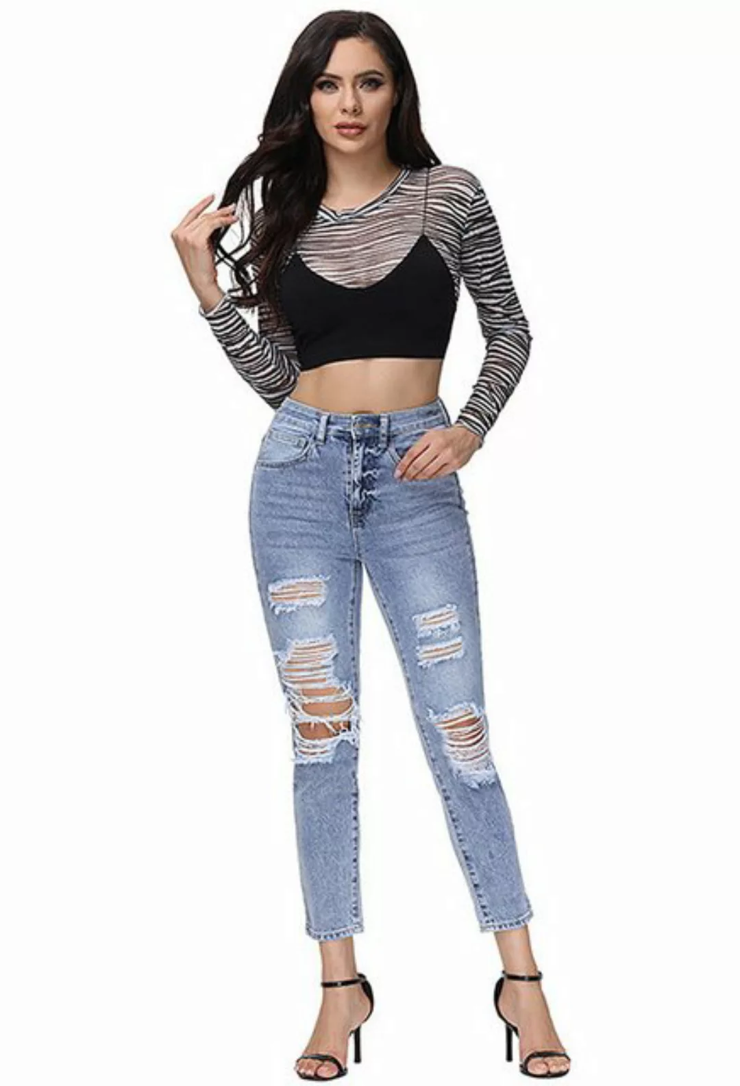 CHENIN Skinny-fit-Jeans Zerrissene jeans für damen, enge, weit geschnittene günstig online kaufen