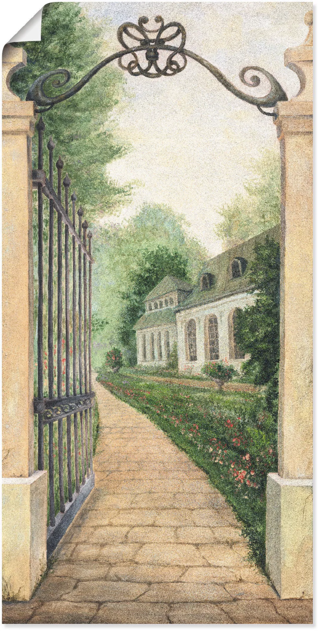 Artland Wandbild "Fresco - Blick durchs Gartentor", Garten, (1 St.), als Le günstig online kaufen