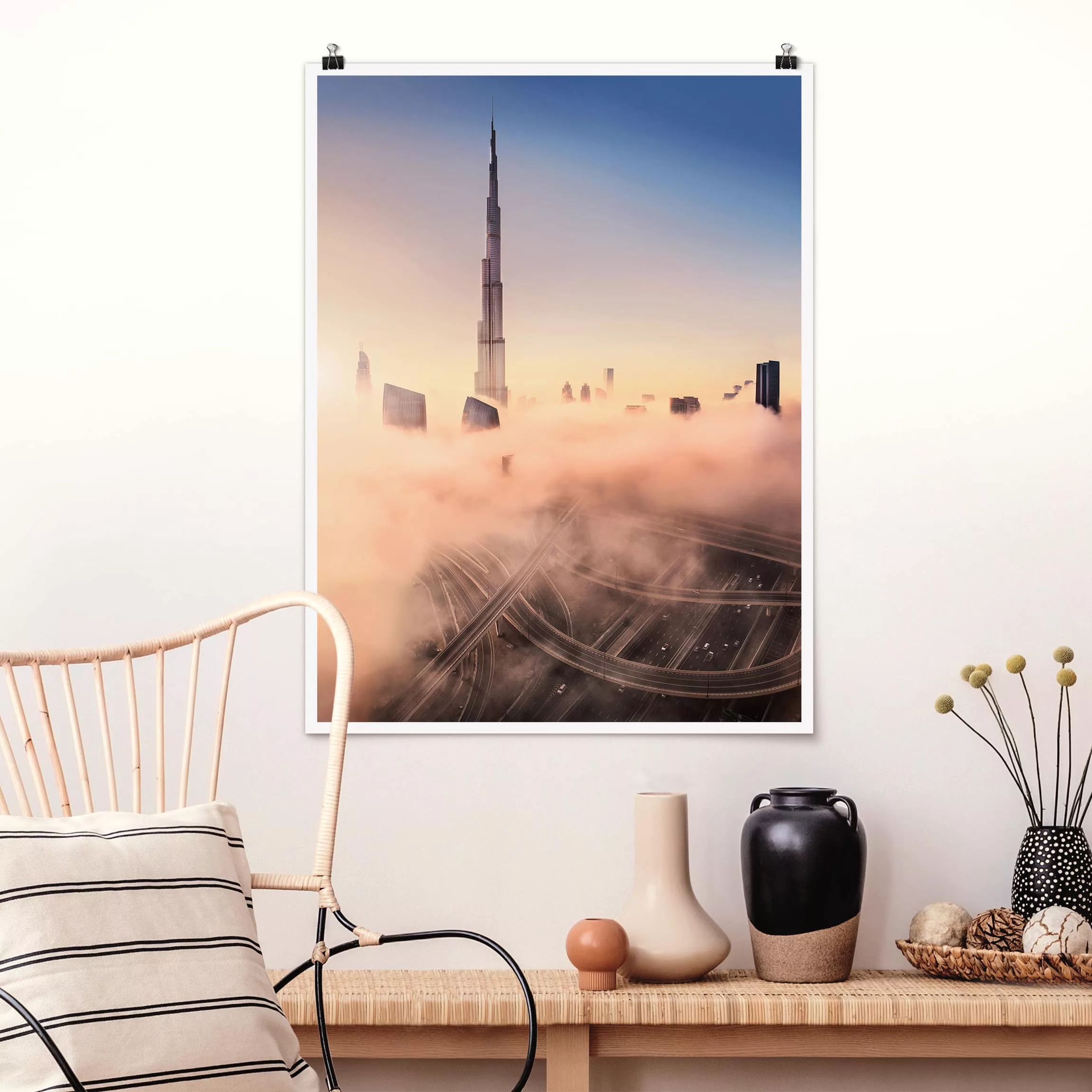 Poster Architektur & Skyline - Hochformat Himmlische Skyline von Dubai günstig online kaufen