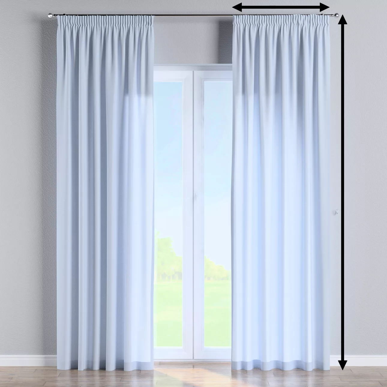 Gefütterter Vorhang mit Kräuselband, hellblau, Loneta (133-35) günstig online kaufen