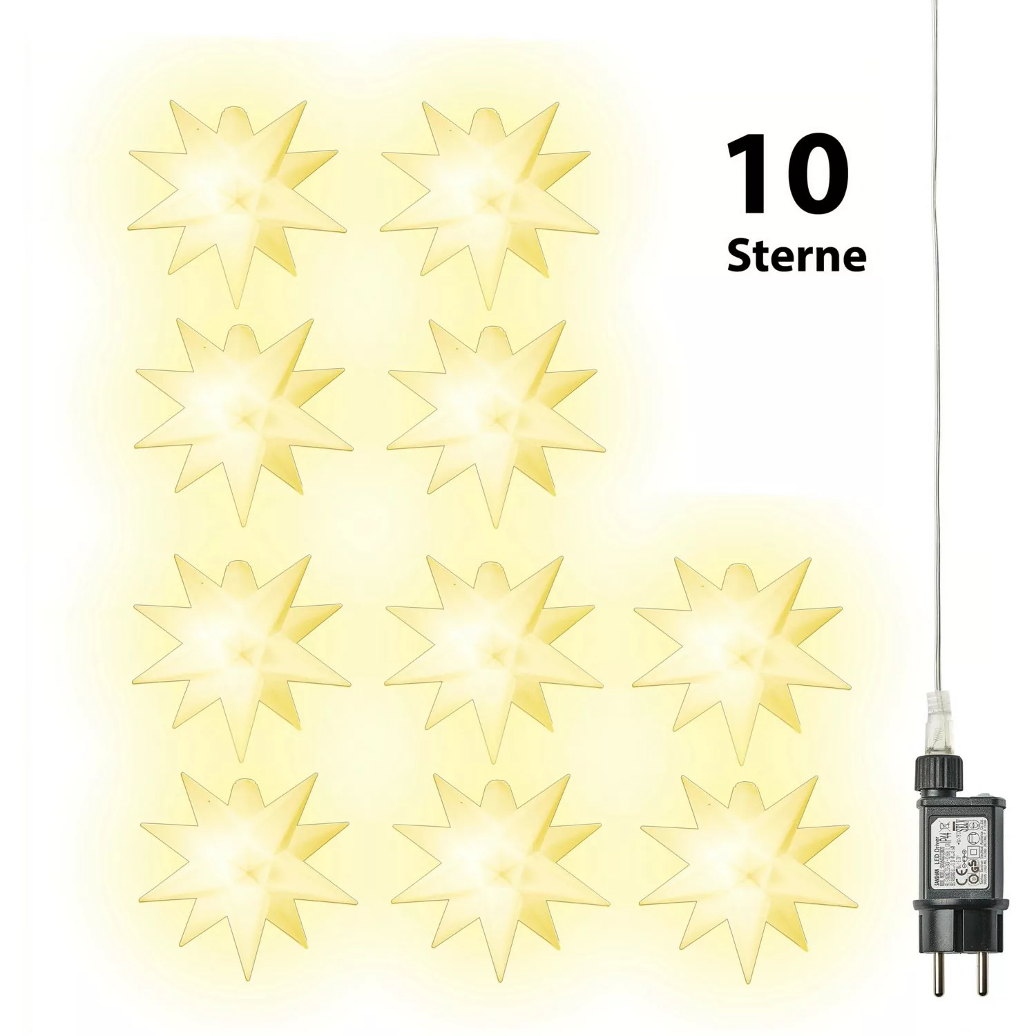 Amare LED-Sternenlichterkette 10-flammig Weiß Ø 12 cm günstig online kaufen