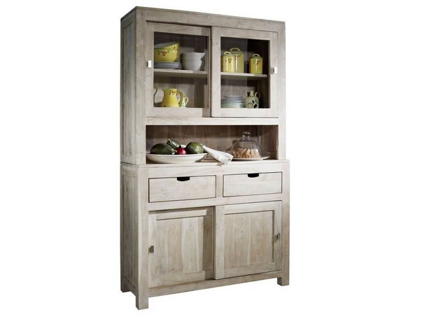 Massivmoebel24 Buffet (Buffet Sheesham 110x45x190 grau geölt NATURE GREY #6 günstig online kaufen