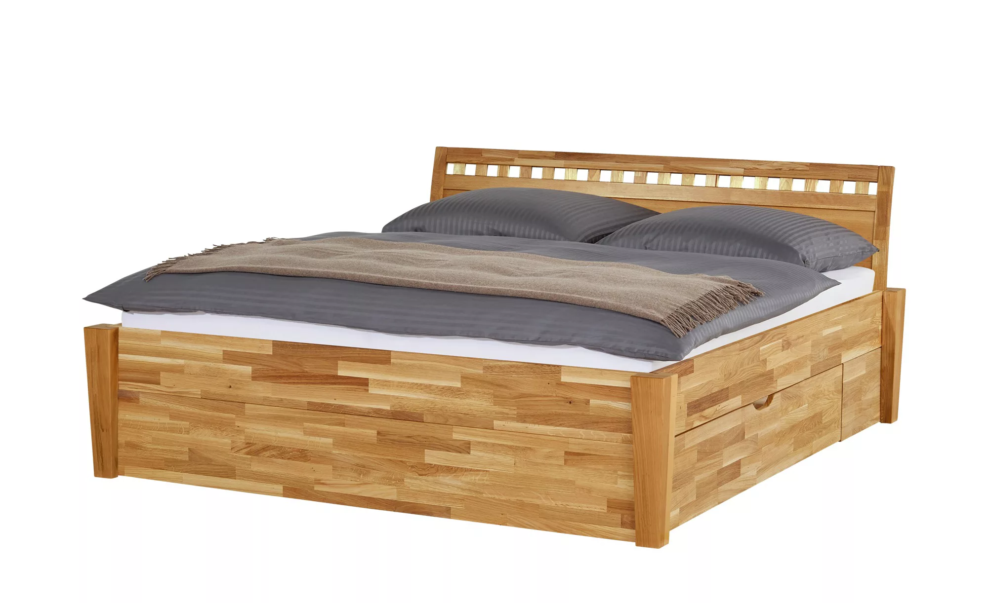 Massivholz-Bettgestell mit Bettkasten - holzfarben - 156 cm - 93 cm - Bette günstig online kaufen