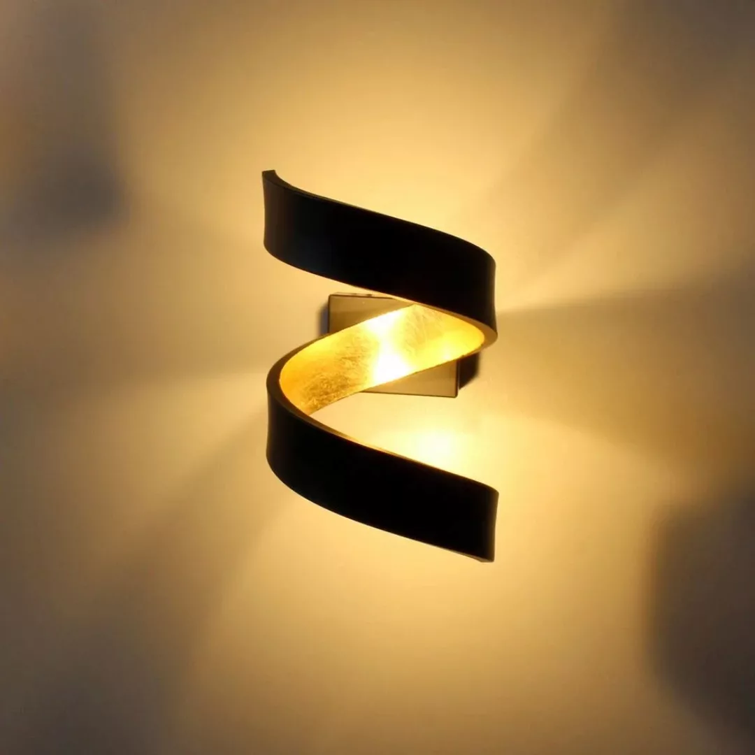 Luce Design LED-Wandleuchte Helix Schwarz-Gold 17 cm x 10 cm x 13 cm günstig online kaufen