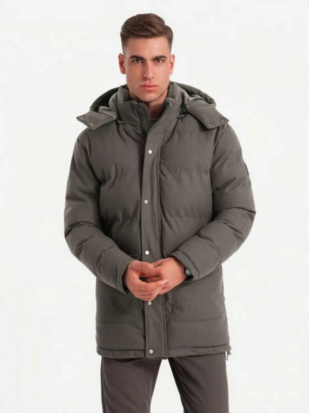 OMBRE Winterjacke Warme lange Herren Parka Jacke mit Wolle günstig online kaufen