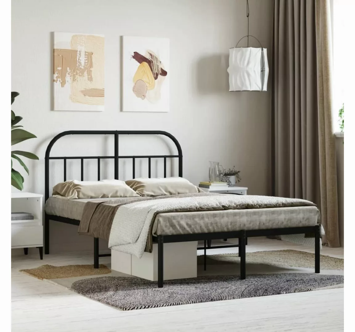 furnicato Bett Bettgestell mit Kopfteil Metall Schwarz 120x190 cm günstig online kaufen