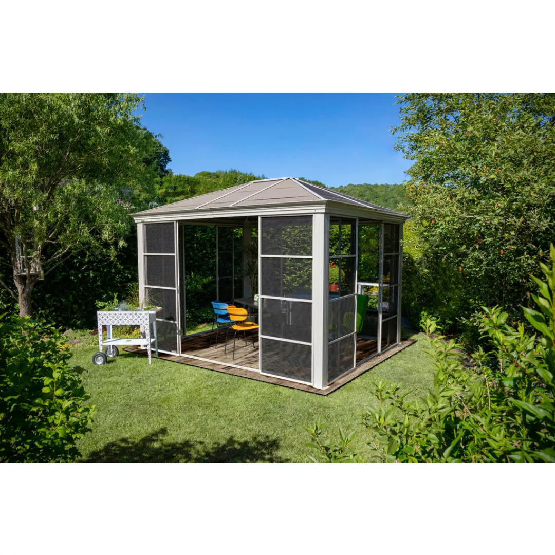 Sojag Pavillon Striano champagner Aluminium B/H/L: ca. 366x281x301 cm günstig online kaufen