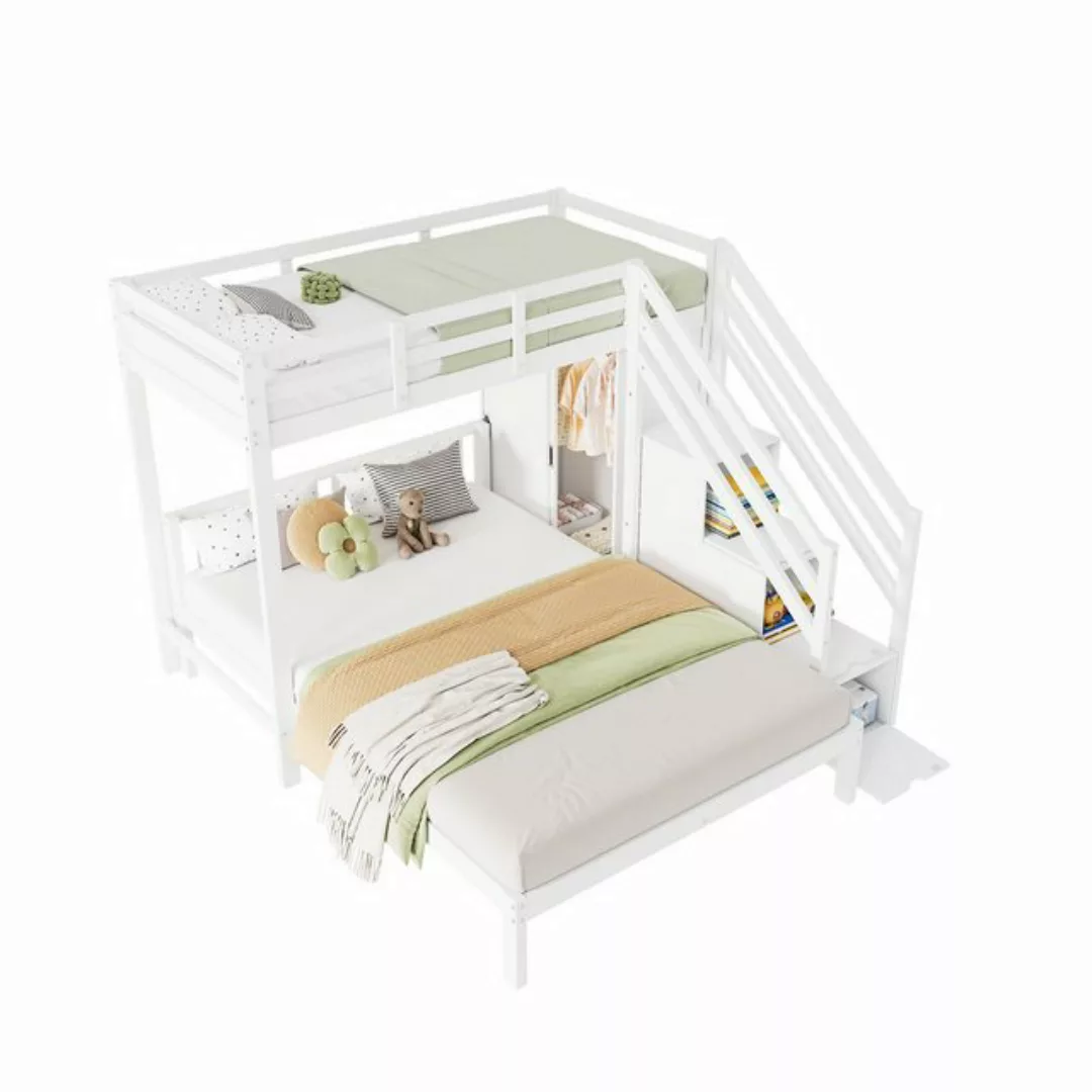 Gotagee Etagenbett Jugendbett Stauraumbett 90x200cm+140x200 Modern Kinderbe günstig online kaufen