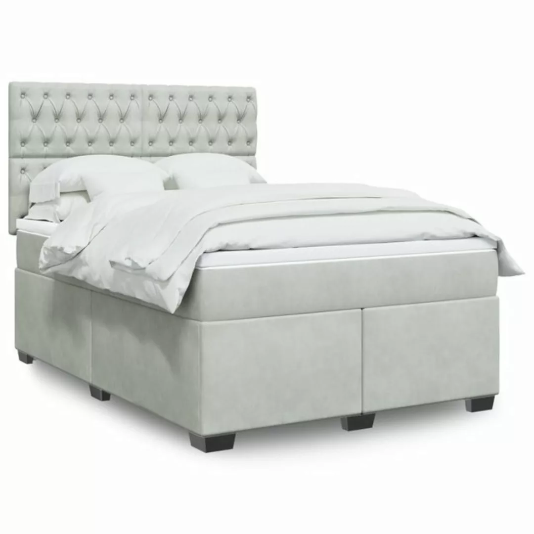 vidaXL Boxspringbett mit Matratze Hellgrau 140x200 cm Samt2107511 günstig online kaufen