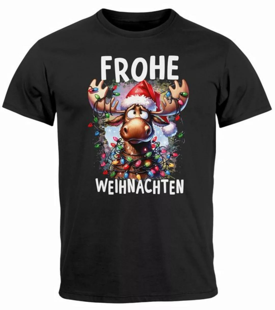 MoonWorks Print-Shirt Herren T-Shirt Frohe Weihnachten Aufdruck Elch Rentie günstig online kaufen