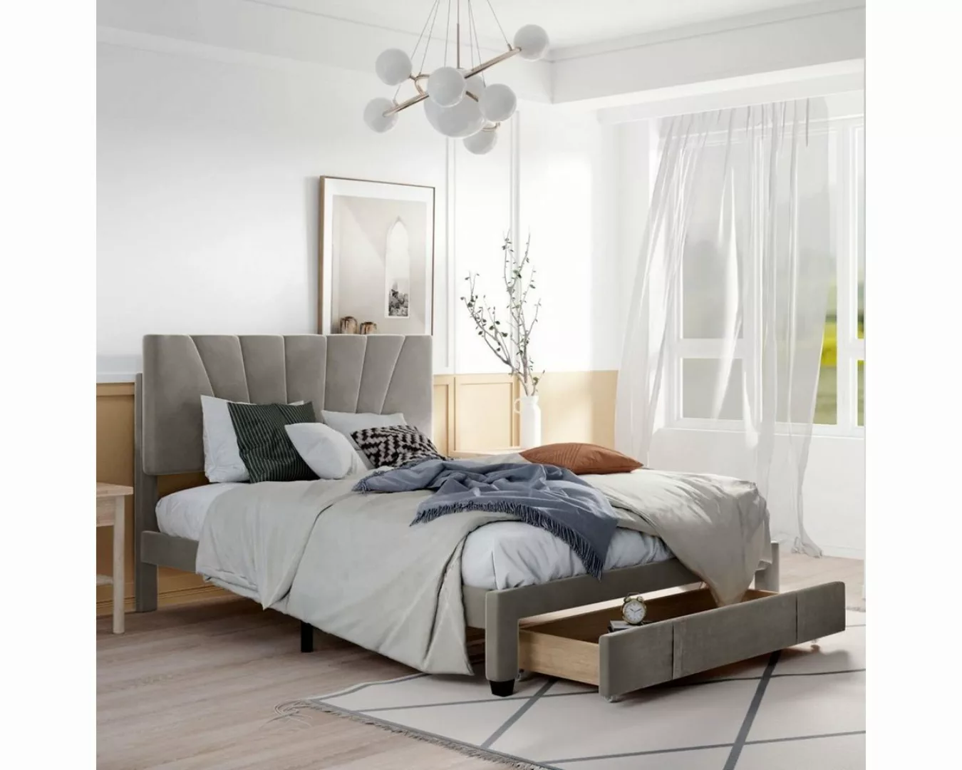 Fangqi Hausbett Polsterbett 140 x 200 cm mit Schubladen auf Rollen (Bett mi günstig online kaufen
