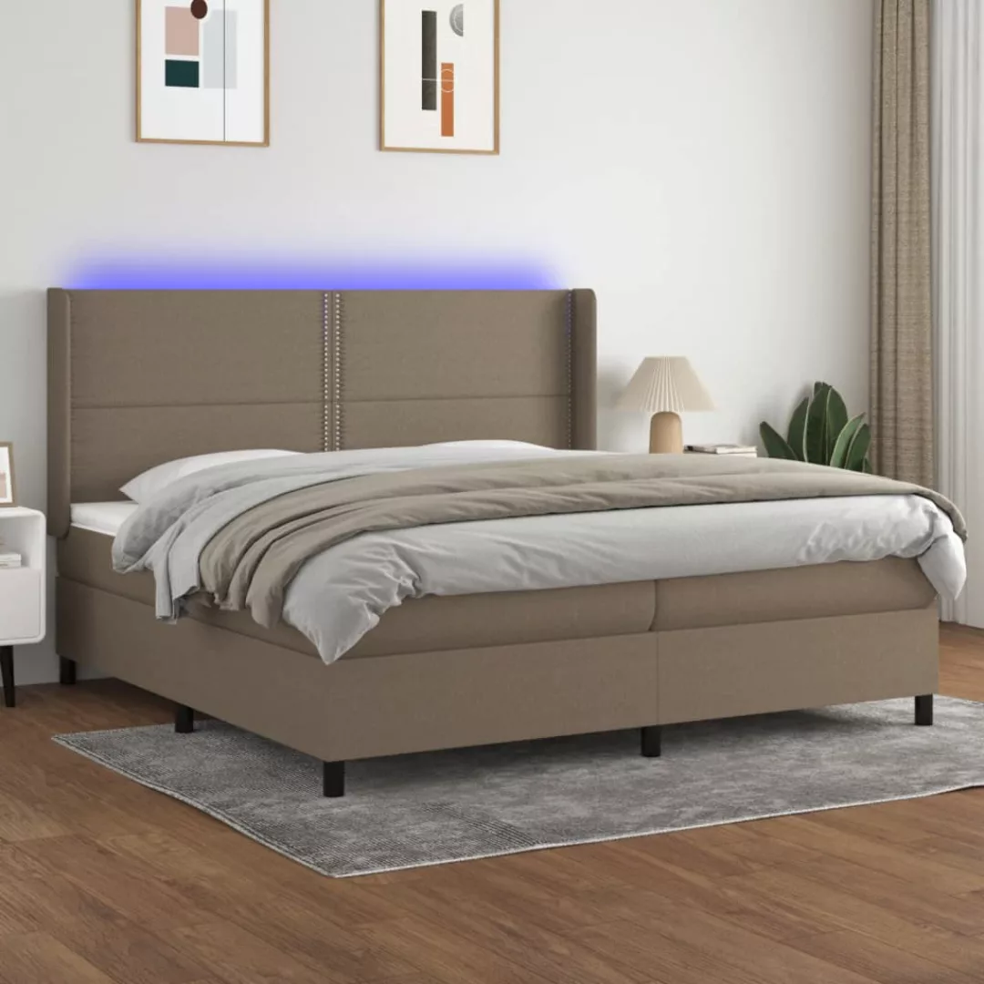 vidaXL Bettgestell Boxspringbett mit Matratze LED Taupe 200x200 cm Stoff Be günstig online kaufen