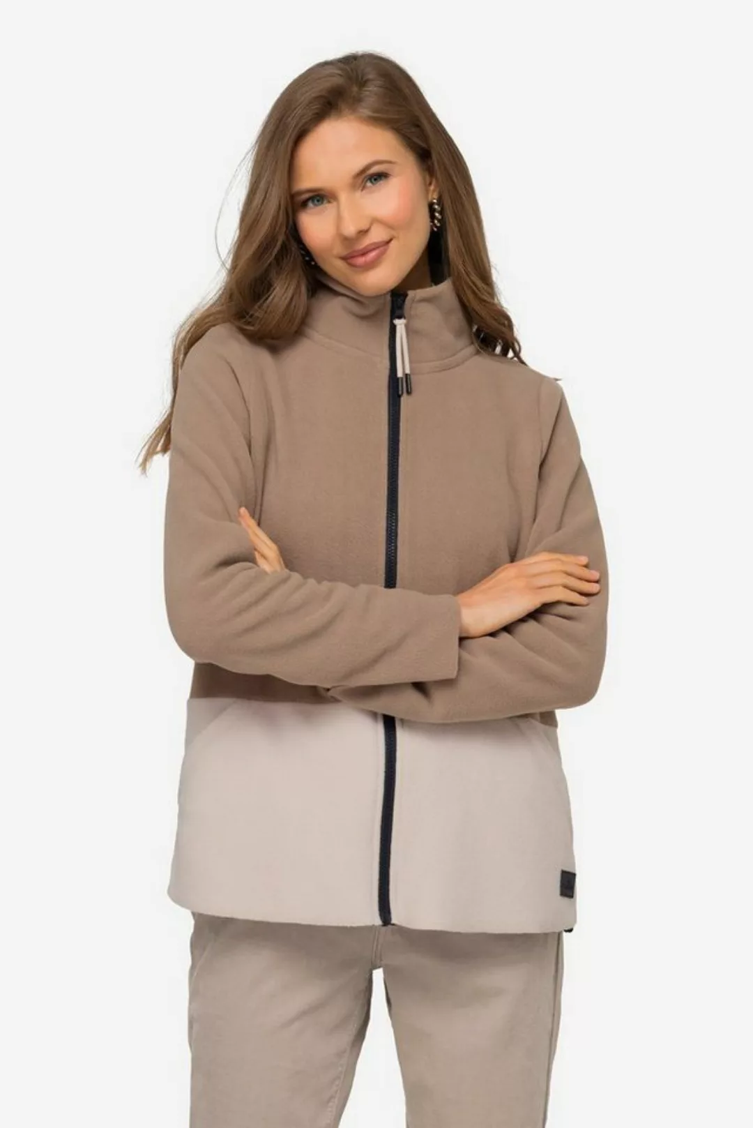 Laurasøn Sweatjacke Fleecejacke Colorblocking Rundhals Zipper Langam günstig online kaufen