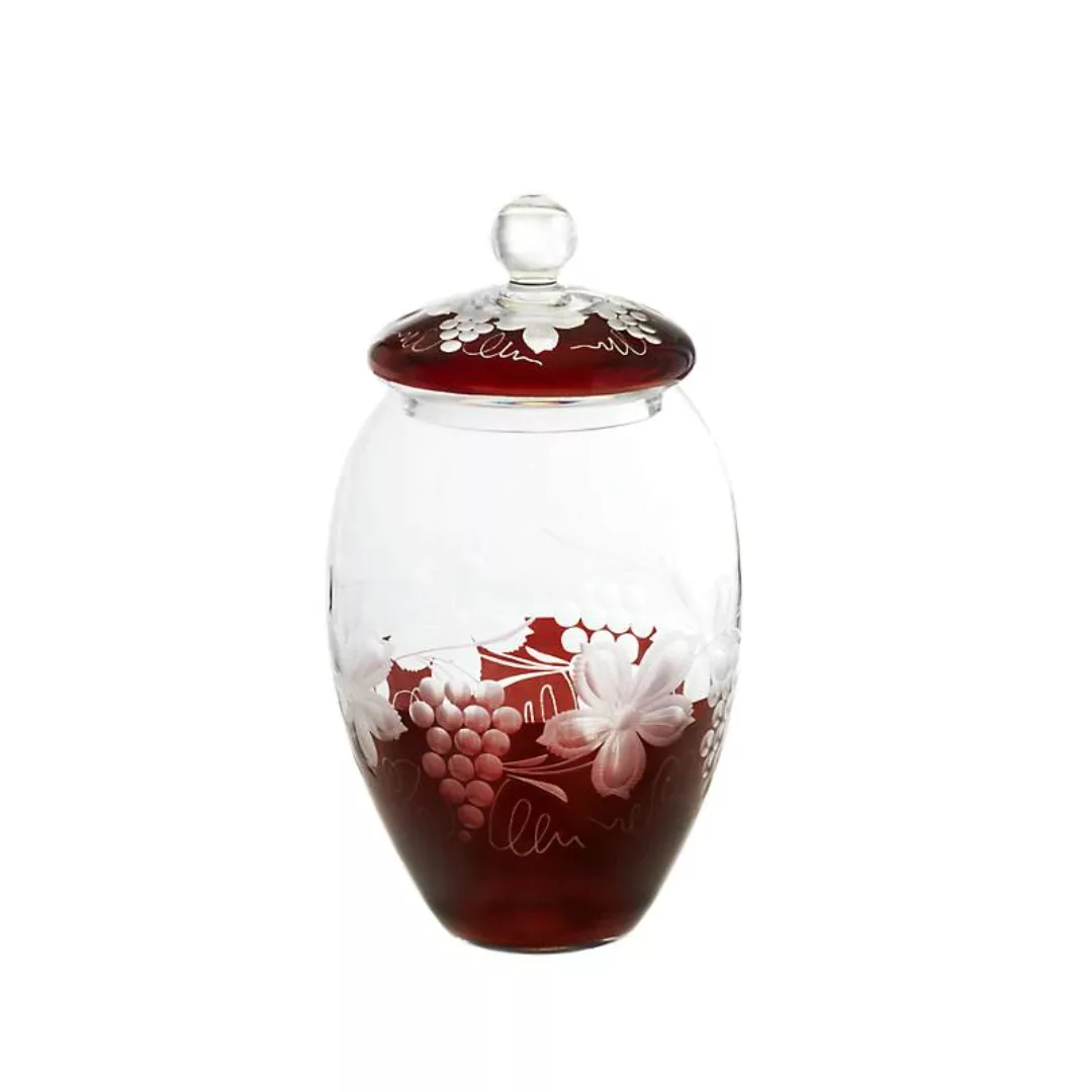 Dose mit Deckel Red Queen 24 cm, Weinrot, aus Glas günstig online kaufen