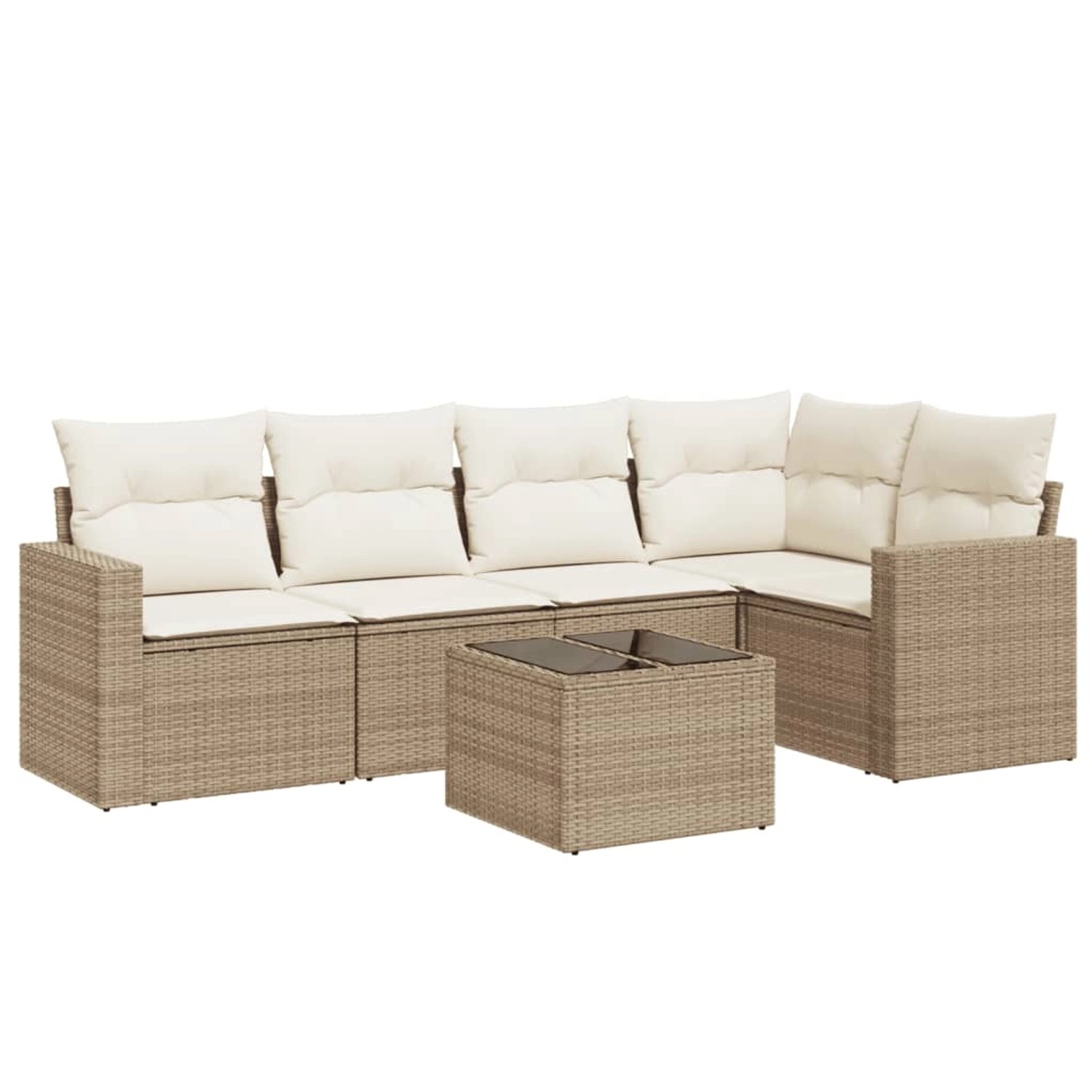 vidaXL 6-Tlg Garten-Sofagarnitur mit Kissen Beige Poly Rattan 3218928 günstig online kaufen