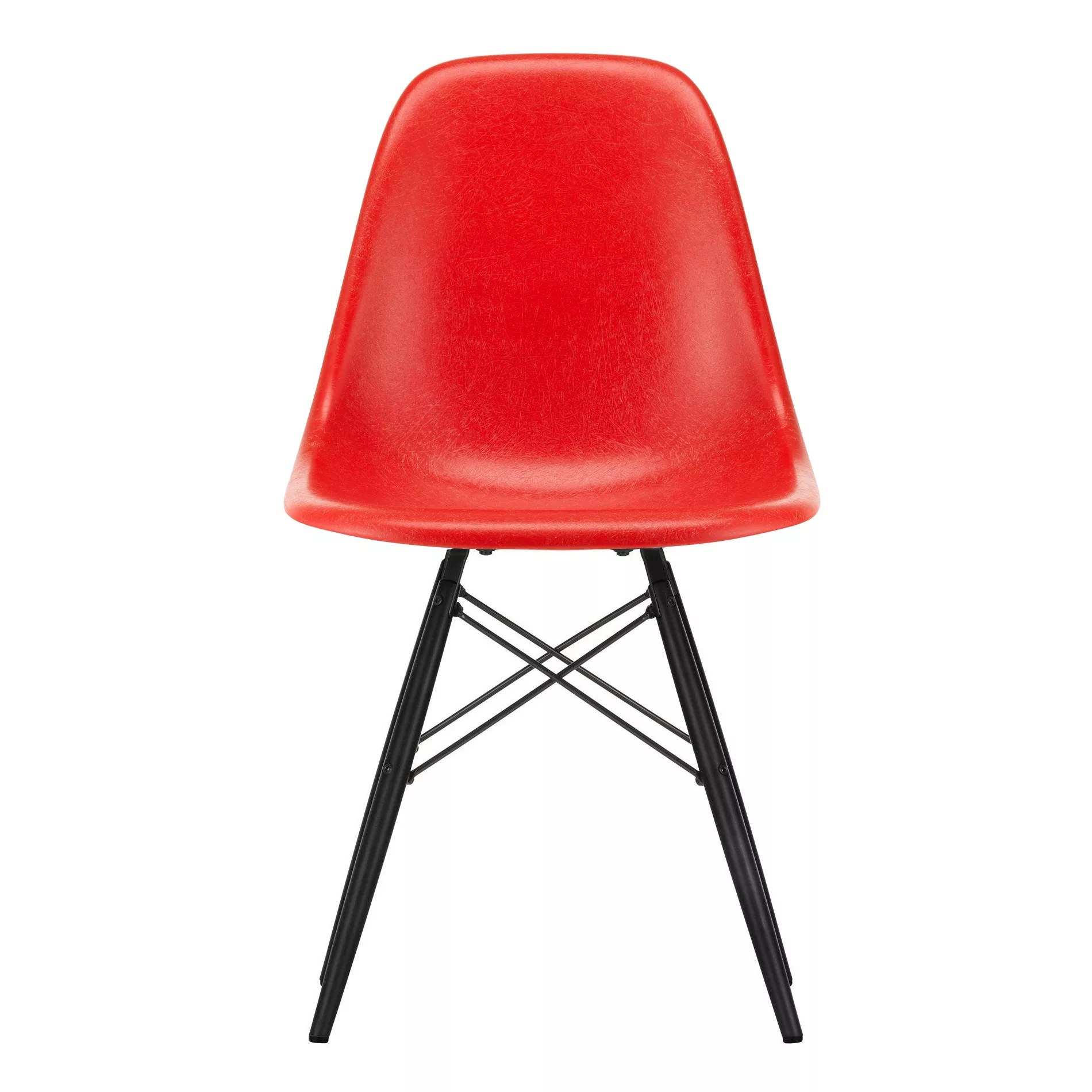 Vitra - Eames Fiberglass Side Chair DSW Ahorn schwarz - klassisches rot/Sit günstig online kaufen