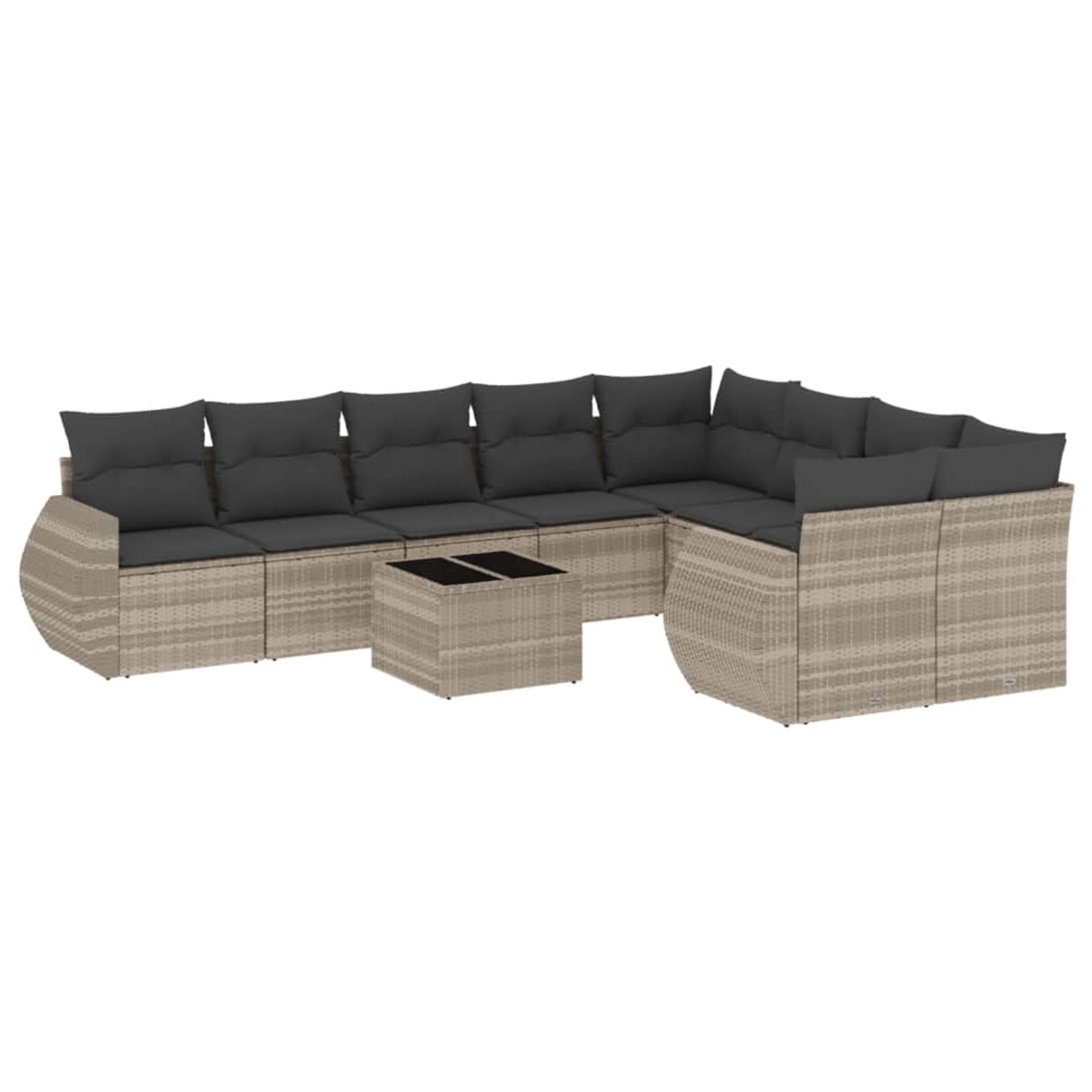 vidaXL 10-Tlg Garten-Sofagarnitur mit Kissen Hellgrau Poly Rattan 3254189 günstig online kaufen