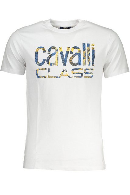 Cavalli Class T-Shirt Weißes Herren Kurzarm-T-Shirt mit Rundhals und günstig online kaufen