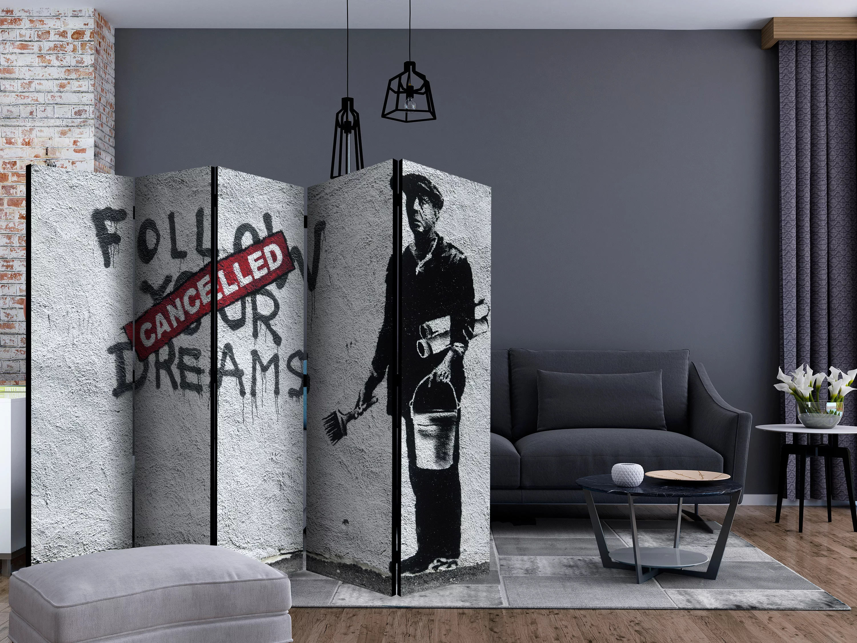 5-teiliges Paravent - Dreams Cancelled (banksy) Ii [room Dividers] günstig online kaufen