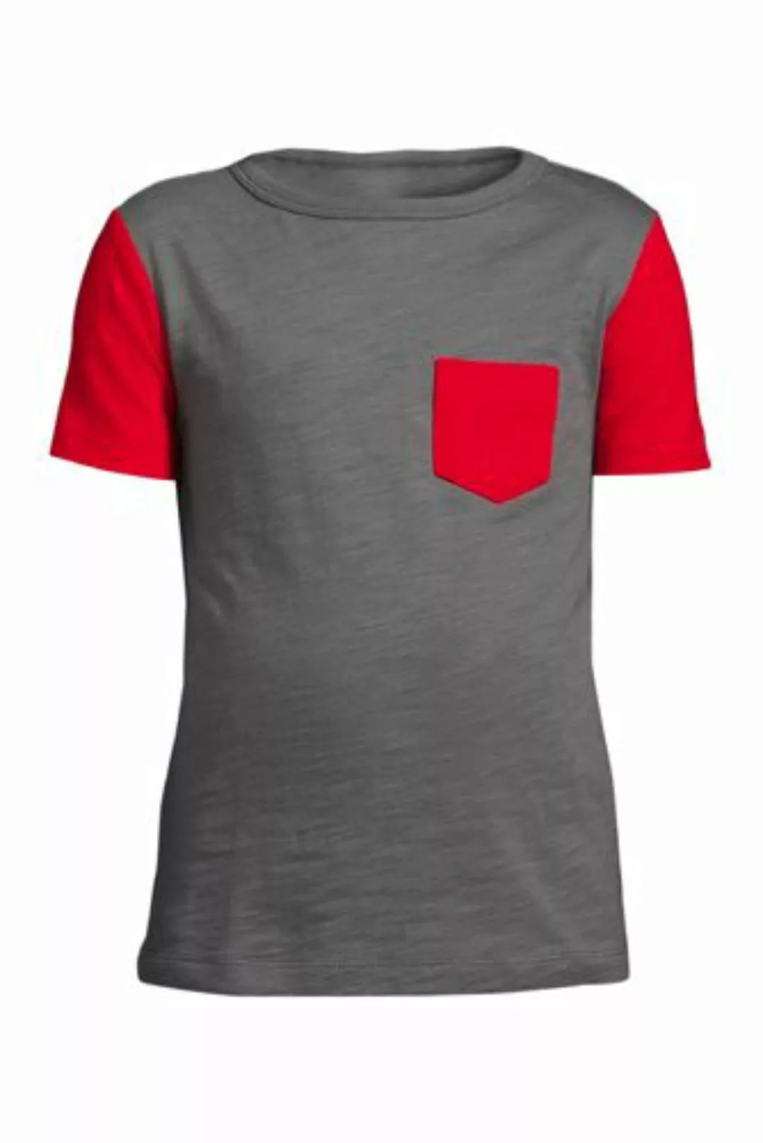 Kurzarm-Shirt mit Slub-Struktur und Colorblock, Größe: 128-134, Grau, Baumw günstig online kaufen