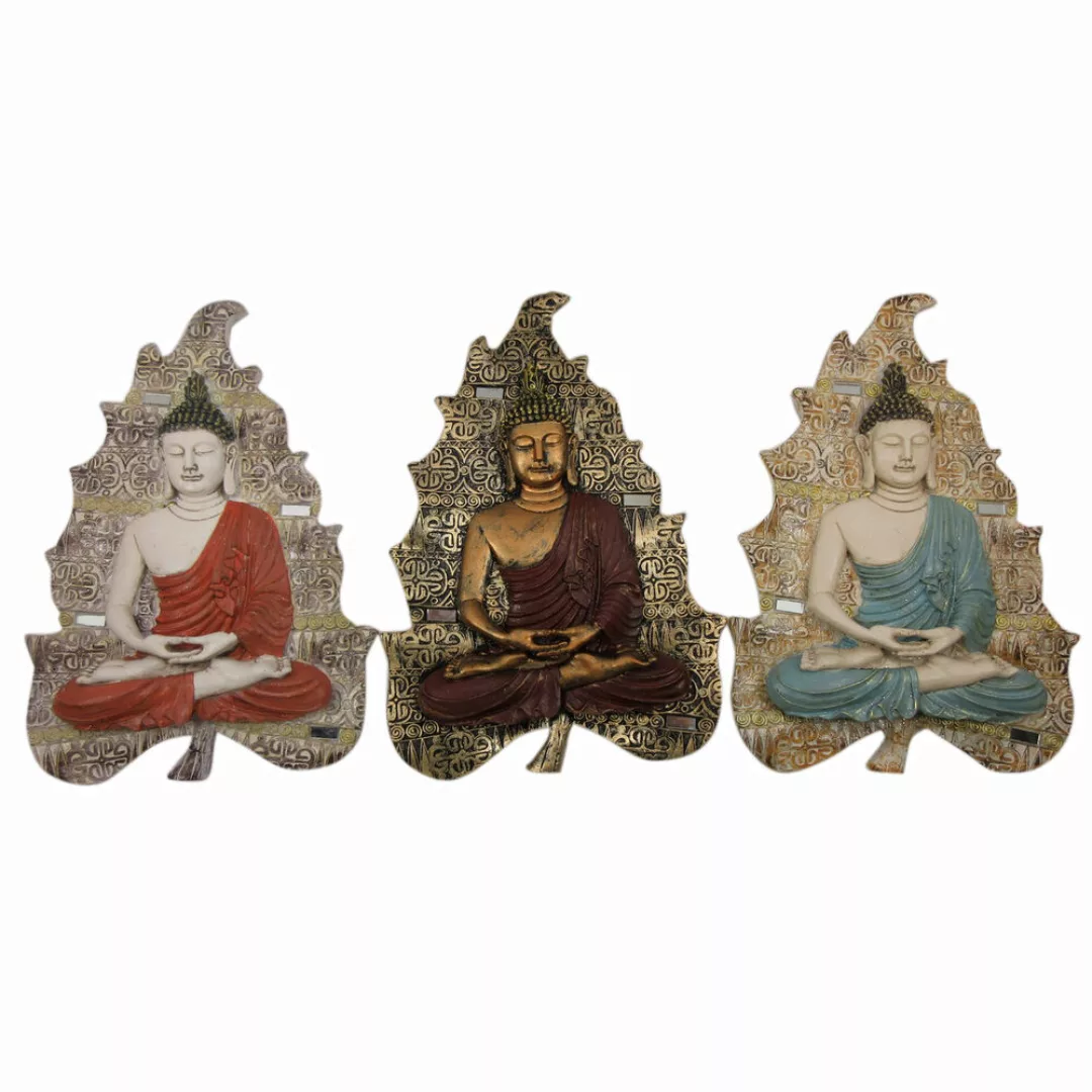 Wanddekoration Dkd Home Decor Buddha Harz (19 X 3.1 X 26.5 Cm) (3 Pcs) günstig online kaufen