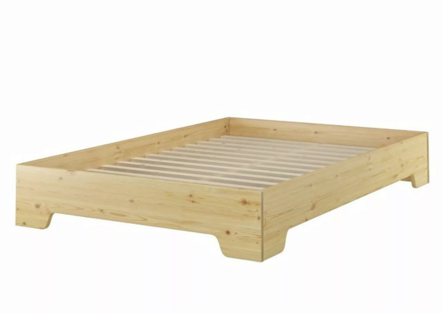 ERST-HOLZ Bett Stabiles Futonbett 120x190 Kiefer massiv natur Zubehör wählb günstig online kaufen