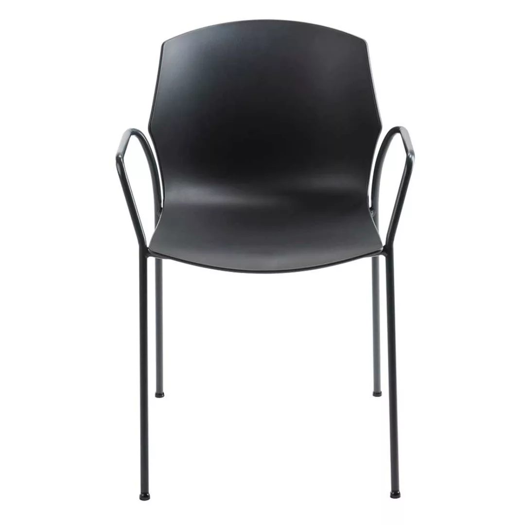 Armlehnen Kunststoff Stuhl in Anthrazit Metallgestell günstig online kaufen