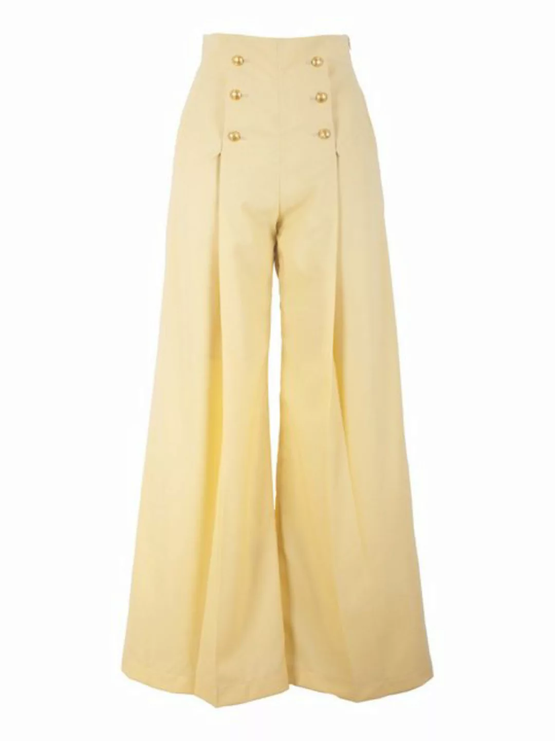 RUA & RUA Marlene-Hose aus Wolle mit weitem Bein in Gelb (1-tlg) günstig online kaufen