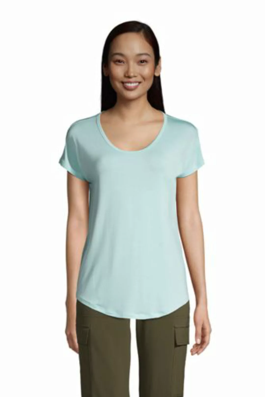 Shirt aus Bambusviskose, Ballett-Ausschnitt, Damen, Größe: S Normal, Blau, günstig online kaufen