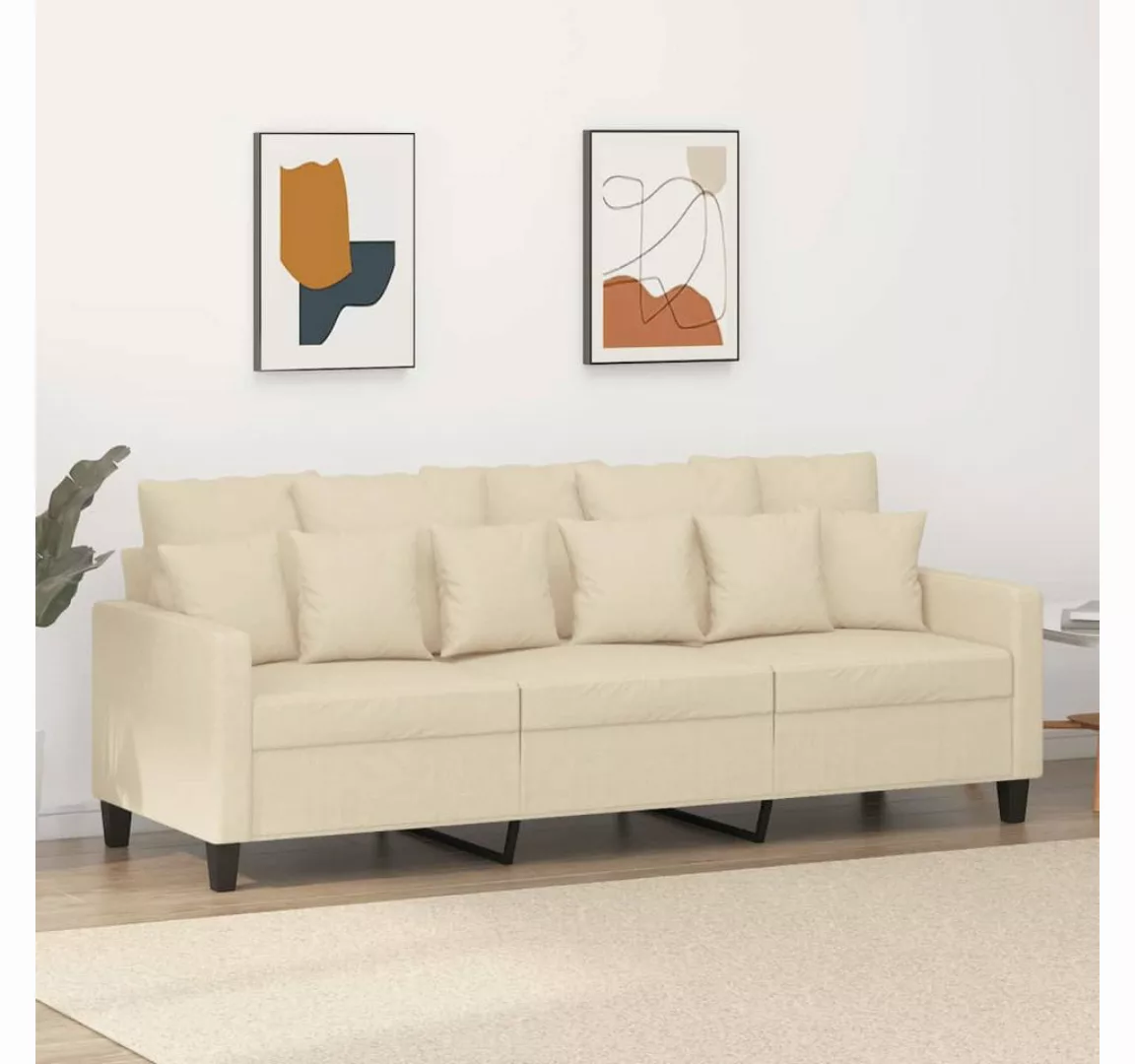 vidaXL Sofa, 3-Sitzer-Sofa Creme 180 cm Stoff günstig online kaufen