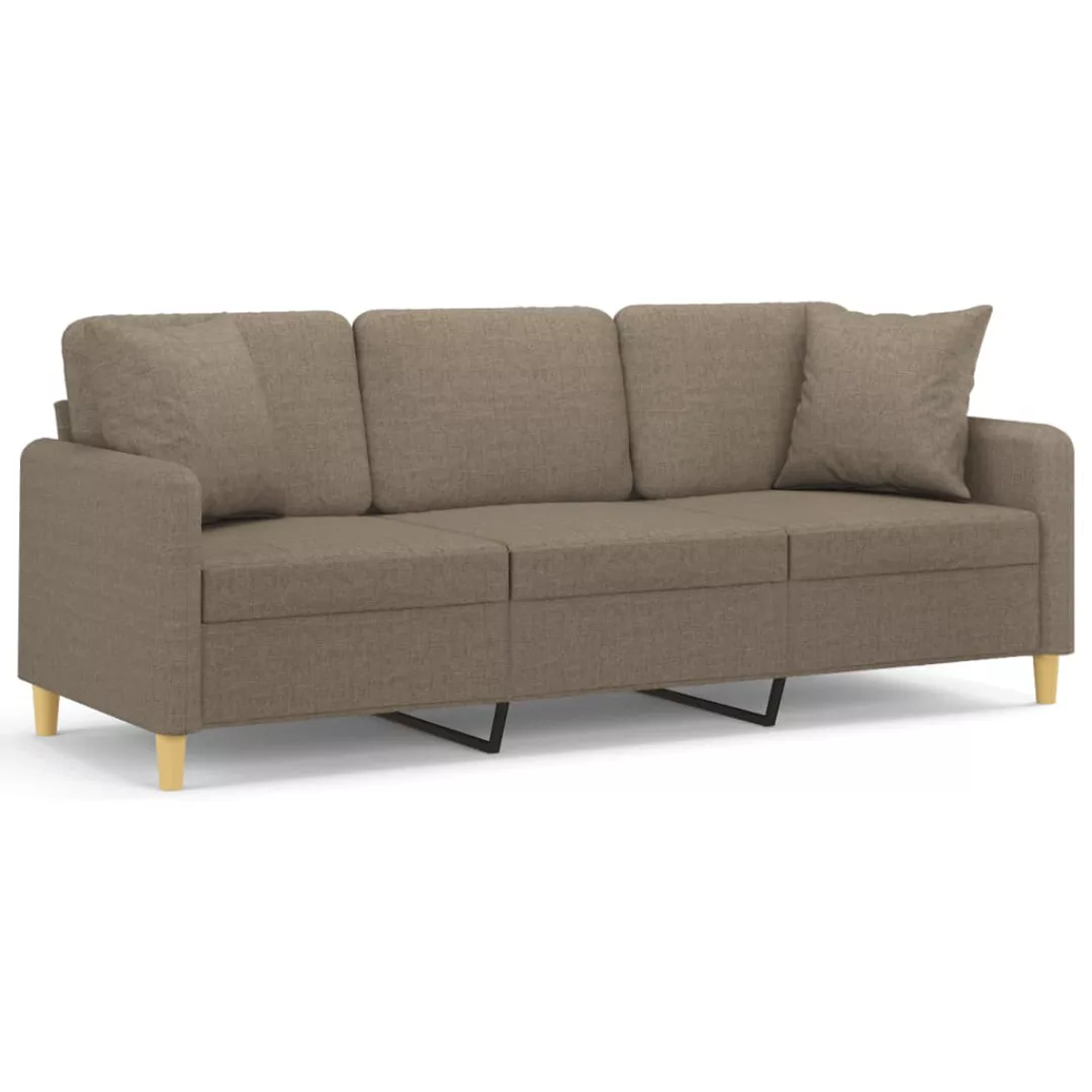Vidaxl 3-sitzer-sofa Mit Kissen Taupe 180 Cm Stoff günstig online kaufen