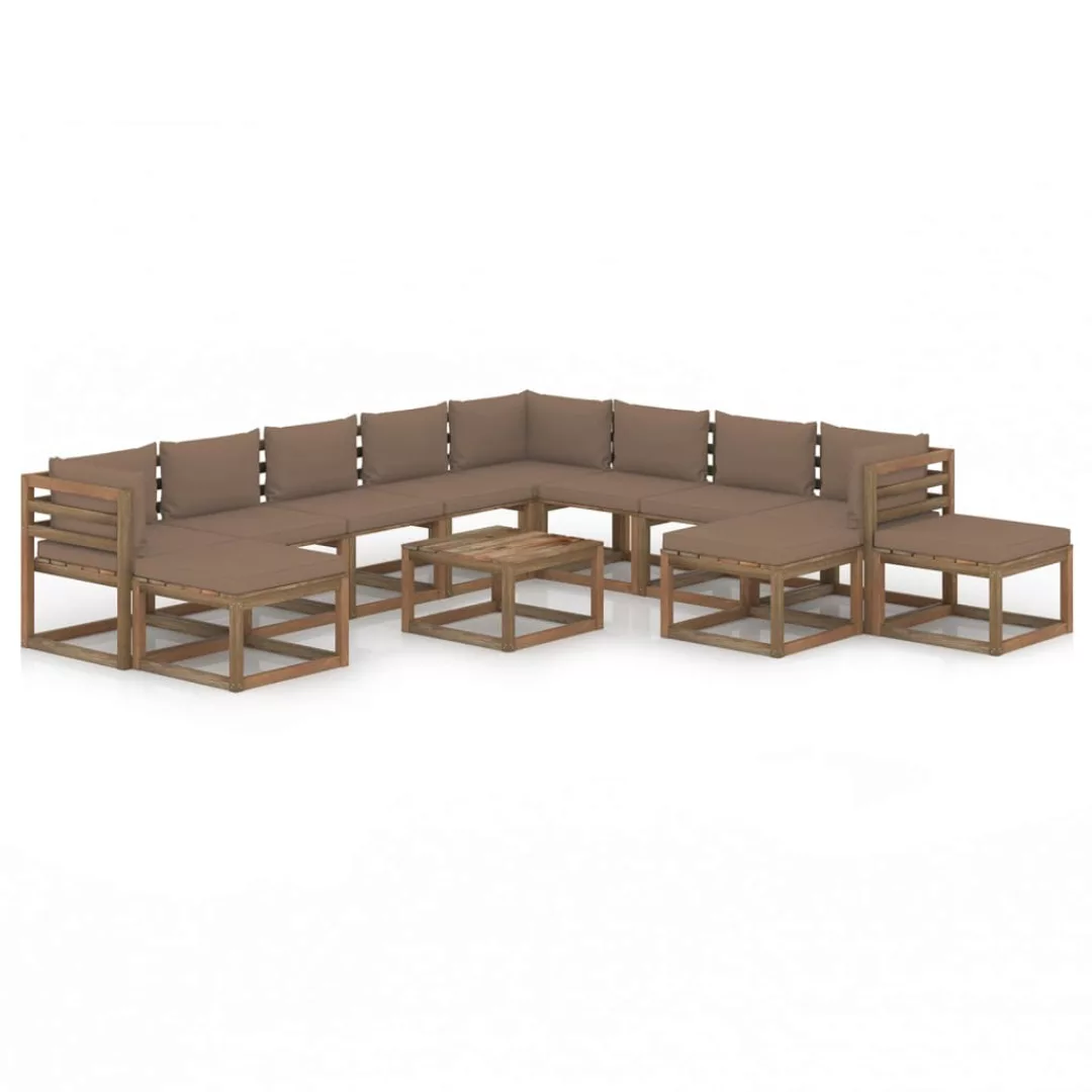 12-tlg. Garten-lounge-set Mit Kissen Taupe günstig online kaufen