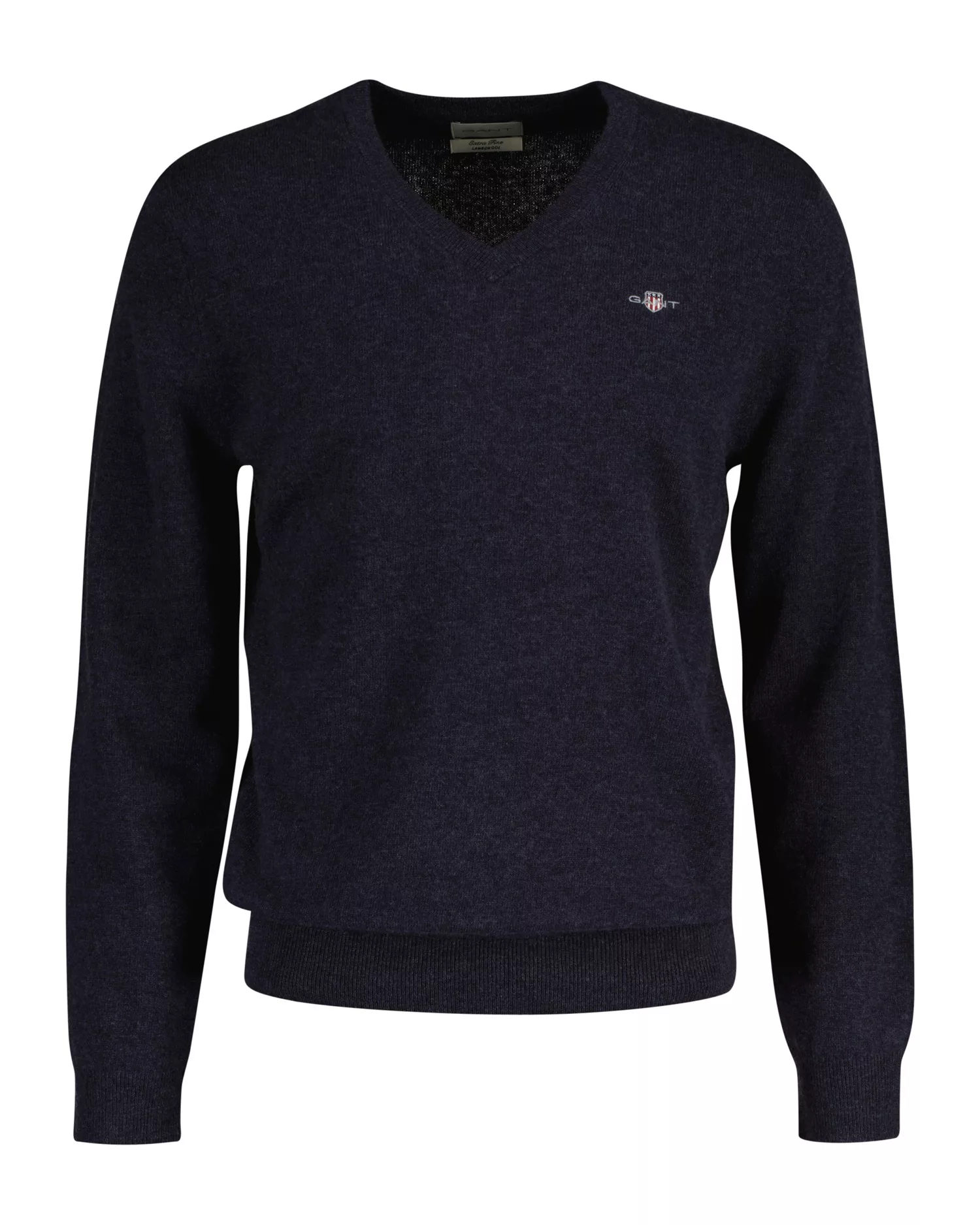 Gant V-Ausschnitt-Pullover "EXTRAFINE LAMBSWOOL V-NECK", mit Logostickerei günstig online kaufen