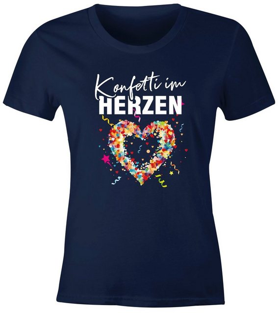 MoonWorks Print-Shirt Damen T-Shirt Fasching Karneval Konfetti im Herzen Ko günstig online kaufen