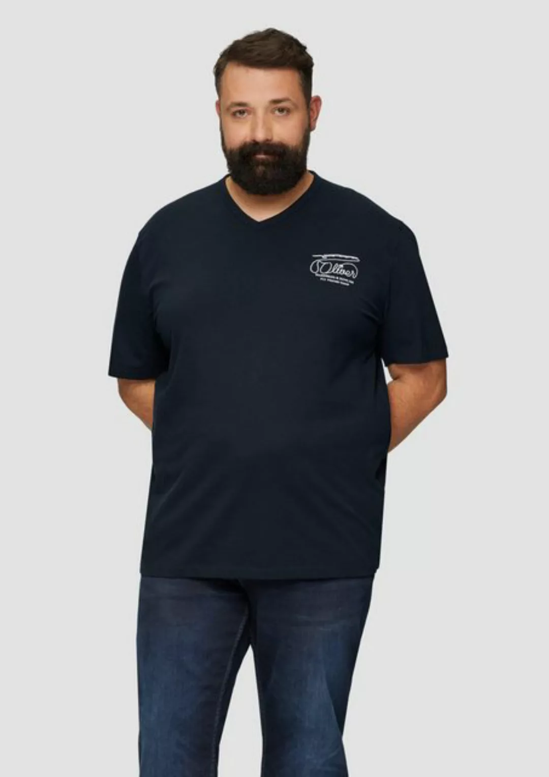 s.Oliver Kurzarmshirt T-Shirt mit Logo-Stickerei Stickerei günstig online kaufen