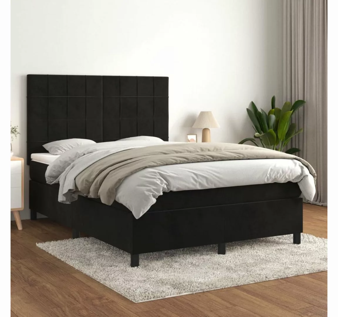 vidaXL Boxspringbett Bett Boxspringbett mit Matratze komplett Samt (140 x 2 günstig online kaufen